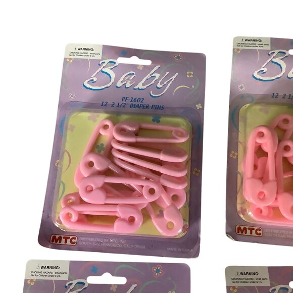 Baby Diaper Pins 2.5 Inch PF-1602 Pink 4 Packs 12 Pins Each By MTC - Picture 6 of 6